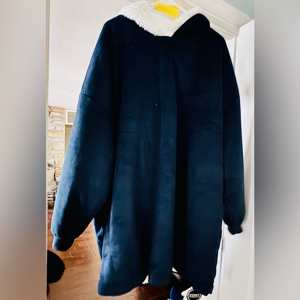 Cozy Navy Women's Puffer Comfy Fleece Sherpa WarmerPullover Everyday Wear Jacke